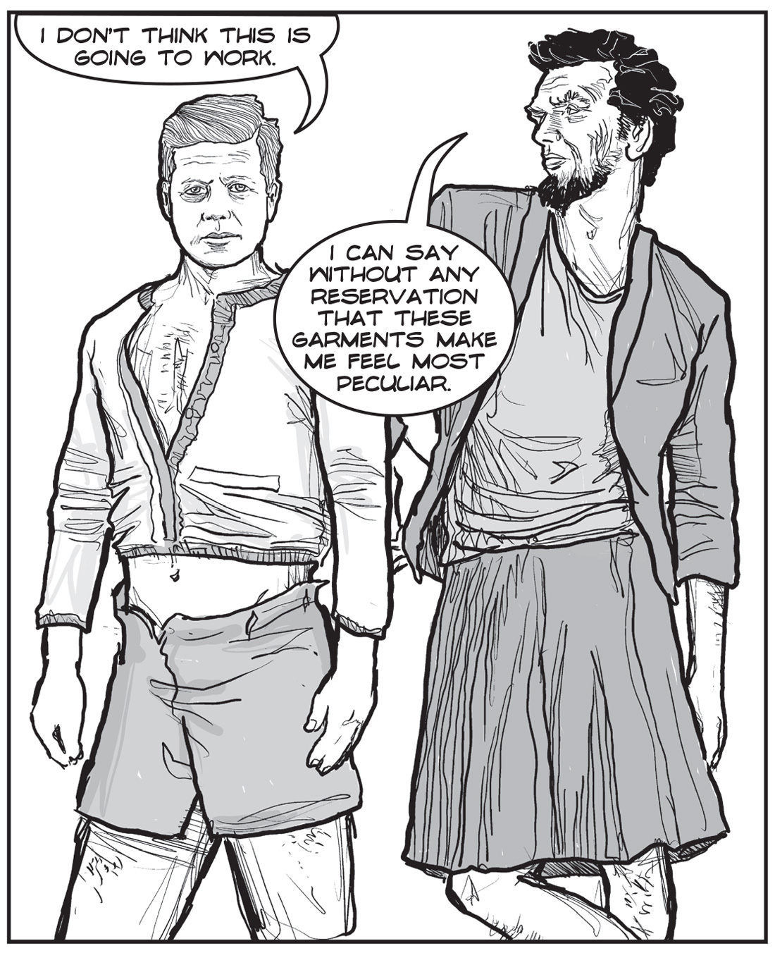 JFK and Abe Lincoln comic book art